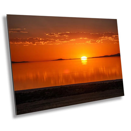 Sunset Over the Great Salt Lake: Dusk at Antelope Island State Park Photography Wall Art Utah Metal Canvas Print