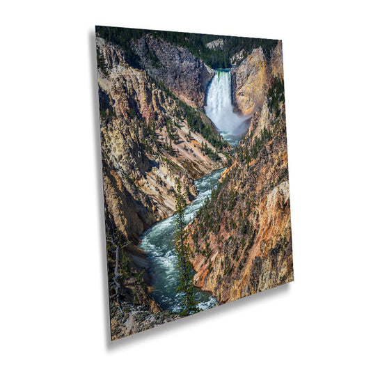 The Earth's Crescendo: Yellowstone Lower Falls Wall Art Decor Metal Canvas Print Wyoming Poster