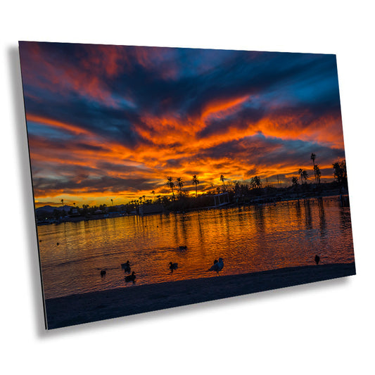 Twilight Reflections: Lake Havasu Sunset Landscape Photography Print Canvas Metal Wall Art Home Decor