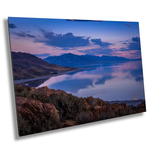 Utah's Majestic Ocean Lake: Great Salt Lake Metal Canvas Print Utah Landscape Sunset Wall Art Photography