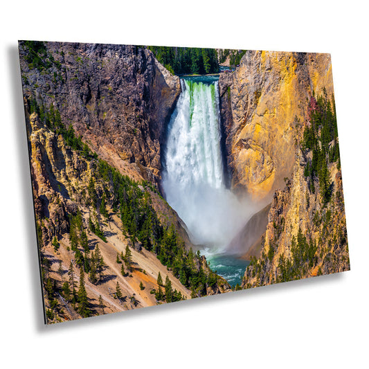 Waterfall Symphony: Lower Falls of the Yellowstone River Photography National Park Wall Art Canvas Print