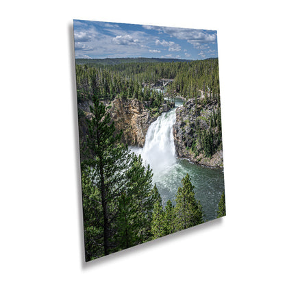 Yellowstone's Grandeur: Yellowstone's Upper Falls Wall Art Portrait Metal Acrylic Print Wyoming Nature Photography
