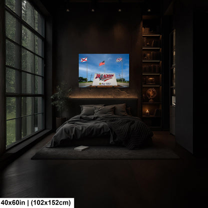 Talladega Superspeedway Sign with Flags, Talladega, Alabama, Photography Print Wall Art