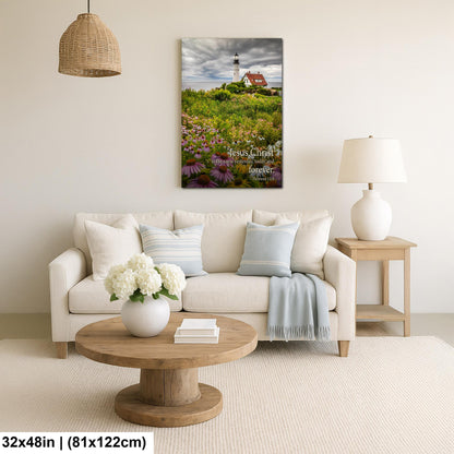 Lighthouse Wall Art – Portland Head Light Christian Wall Decor With Hebrews 13:8 Print