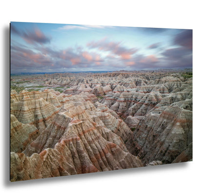 Badlands National Park Endless Horizon, Photography Print, Layered Rock Formations at Dusk, Landscape Décor