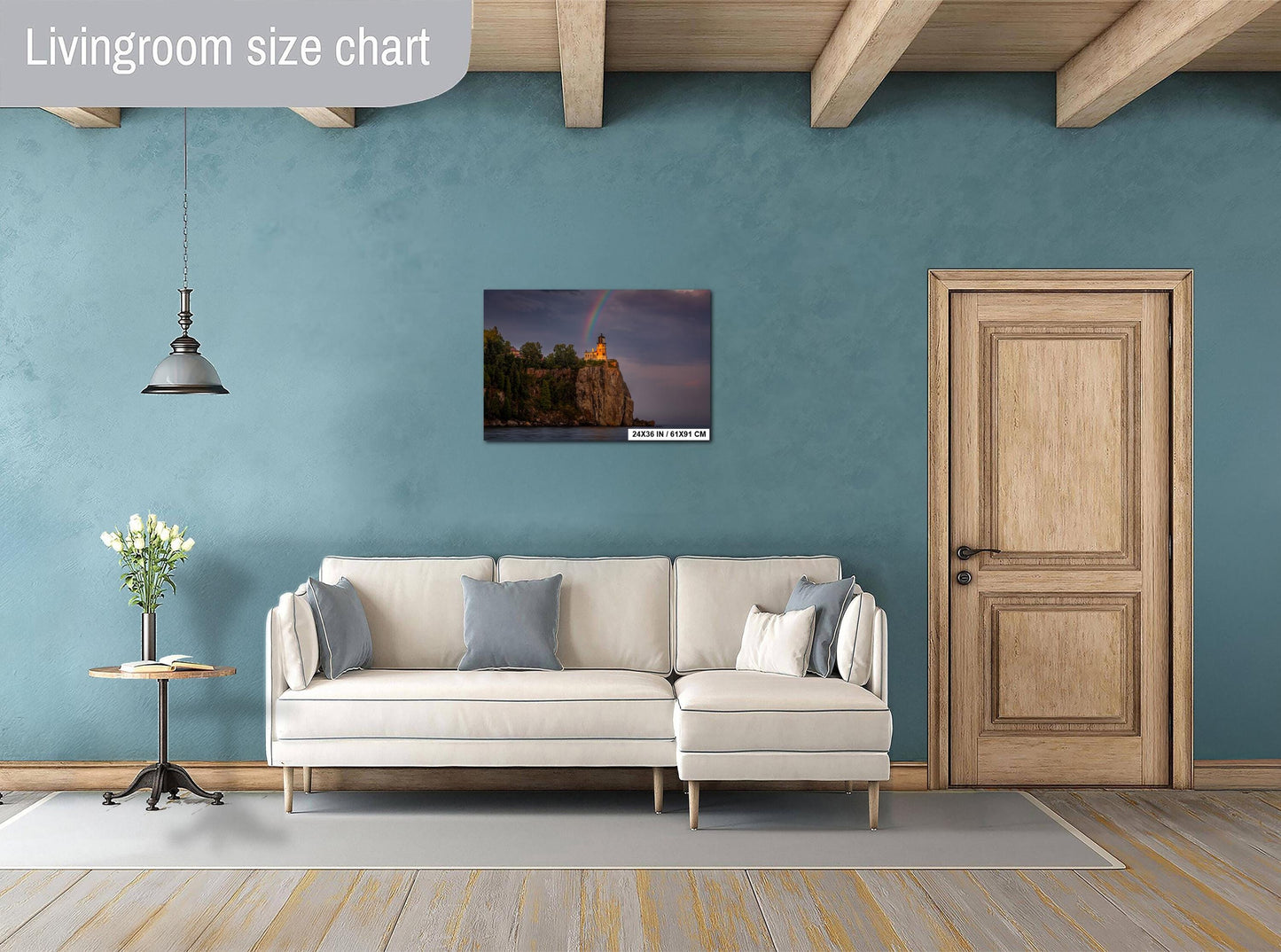 Rainbow over Split Rock Lighthouse Minnesota North Shore Lake Superior Print Wall Art on Aluminum, Acrylic, Metal, Canvas Travel Gift Decor