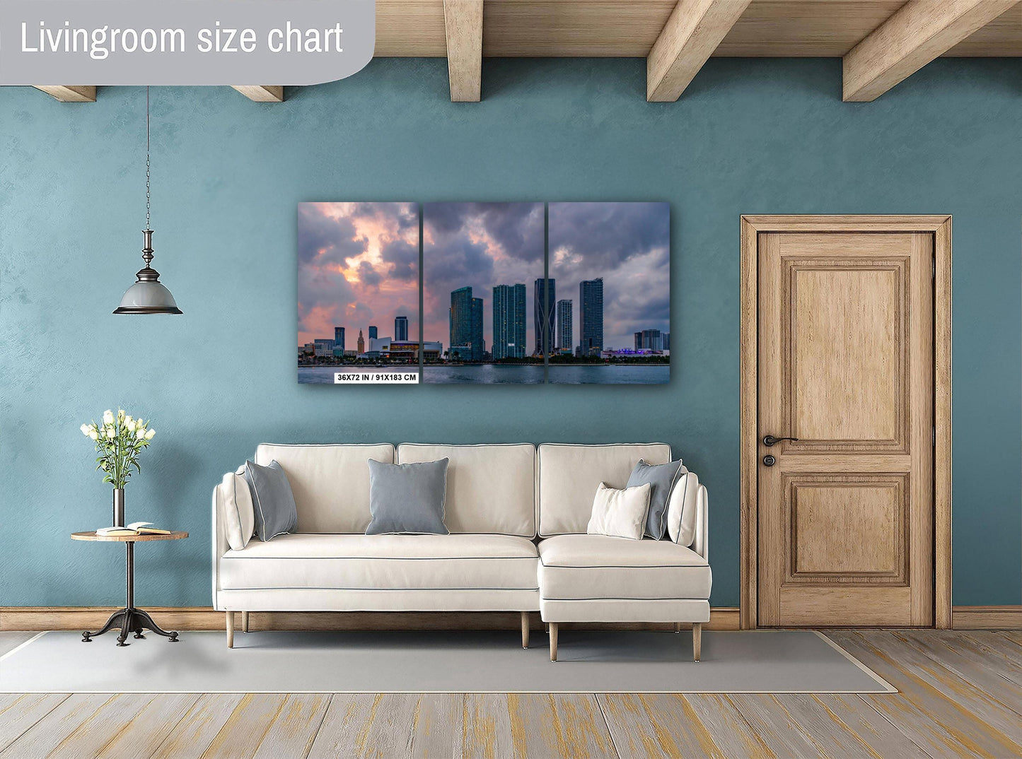 Miami Skyline Sunset Print: Biscayne Bay Urban Landscape Photography