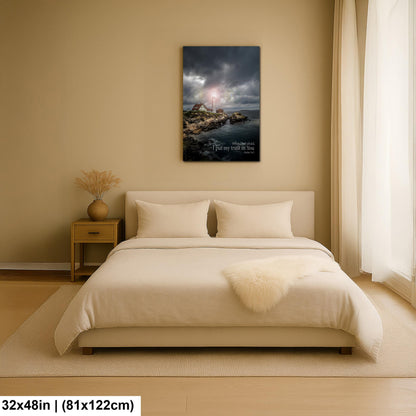 Psalm 56:3 Lighthouse Wall Art – Inspirational Coastal Print with Cape Elizabeth Lighthouse