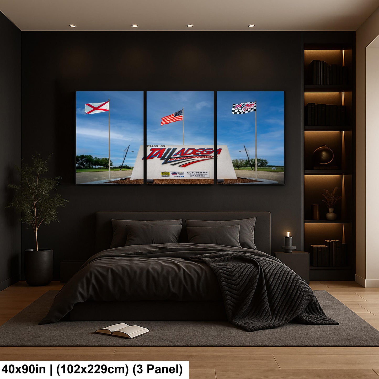 Talladega Superspeedway Sign with Flags, Talladega, Alabama, Photography Print Wall Art