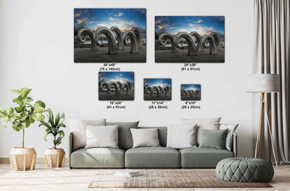 Seattle Waterfront Art Print: Salmon Waves Sculpture - Modern Metal or Canvas