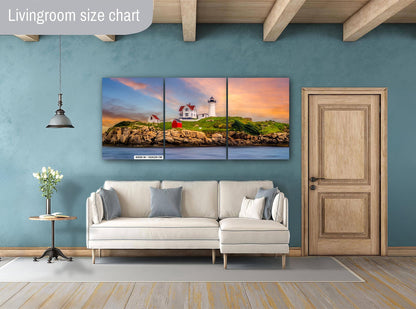 Beacon of Beauty: Nubble Lighthouse Wall Art Print Cape Neddick Light Canvas/Metal/Aluminum/Acrylic Nautical Photography Home Decor
