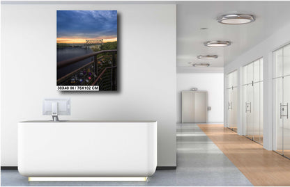 KC Locks of Love Over The Missouri River: Old Red Bridge Love Locks Print Wall Art Riverfront Kansas City Aluminum/Acrylic/Metal/Canvas