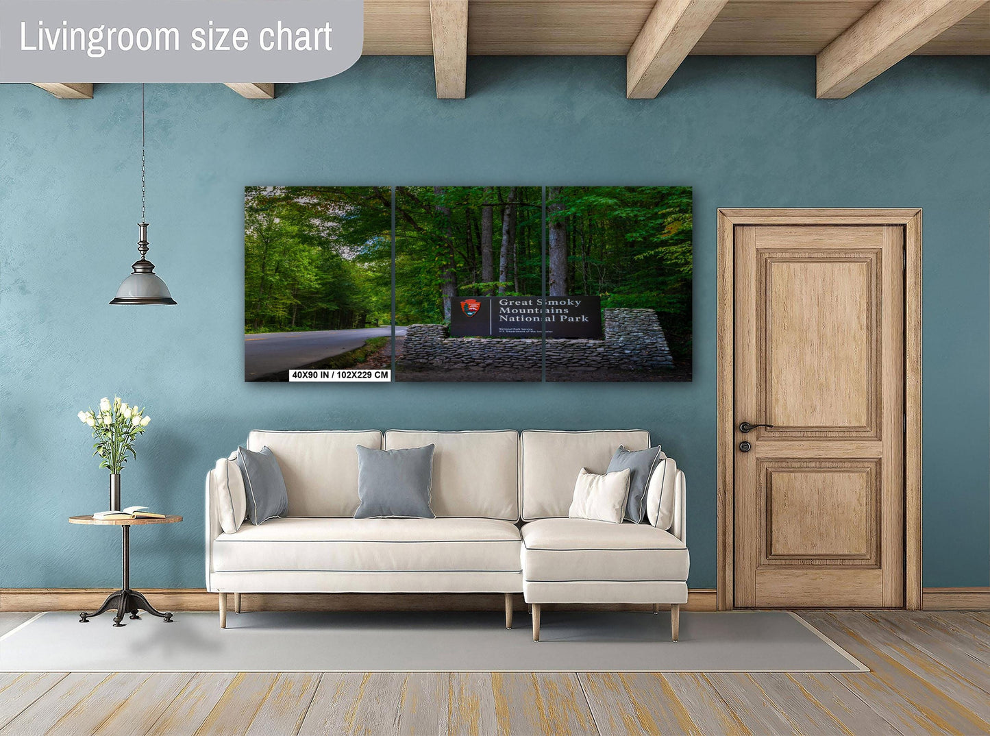 Great Smoky Mountains National Park Sign and Forest Road Photography Print, Wall Art Tennessee Landscape Decor