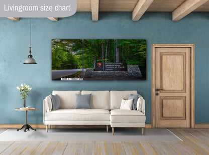 Great Smoky Mountains National Park Sign and Forest Road Photography Print, Wall Art Tennessee Landscape Decor