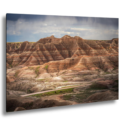 Badlands National Park SD Highway 240 Vista Layered Buttes South Dakota Photo Print, Desert Landscape Wall Art Decor, Acrylic Metal Canvas