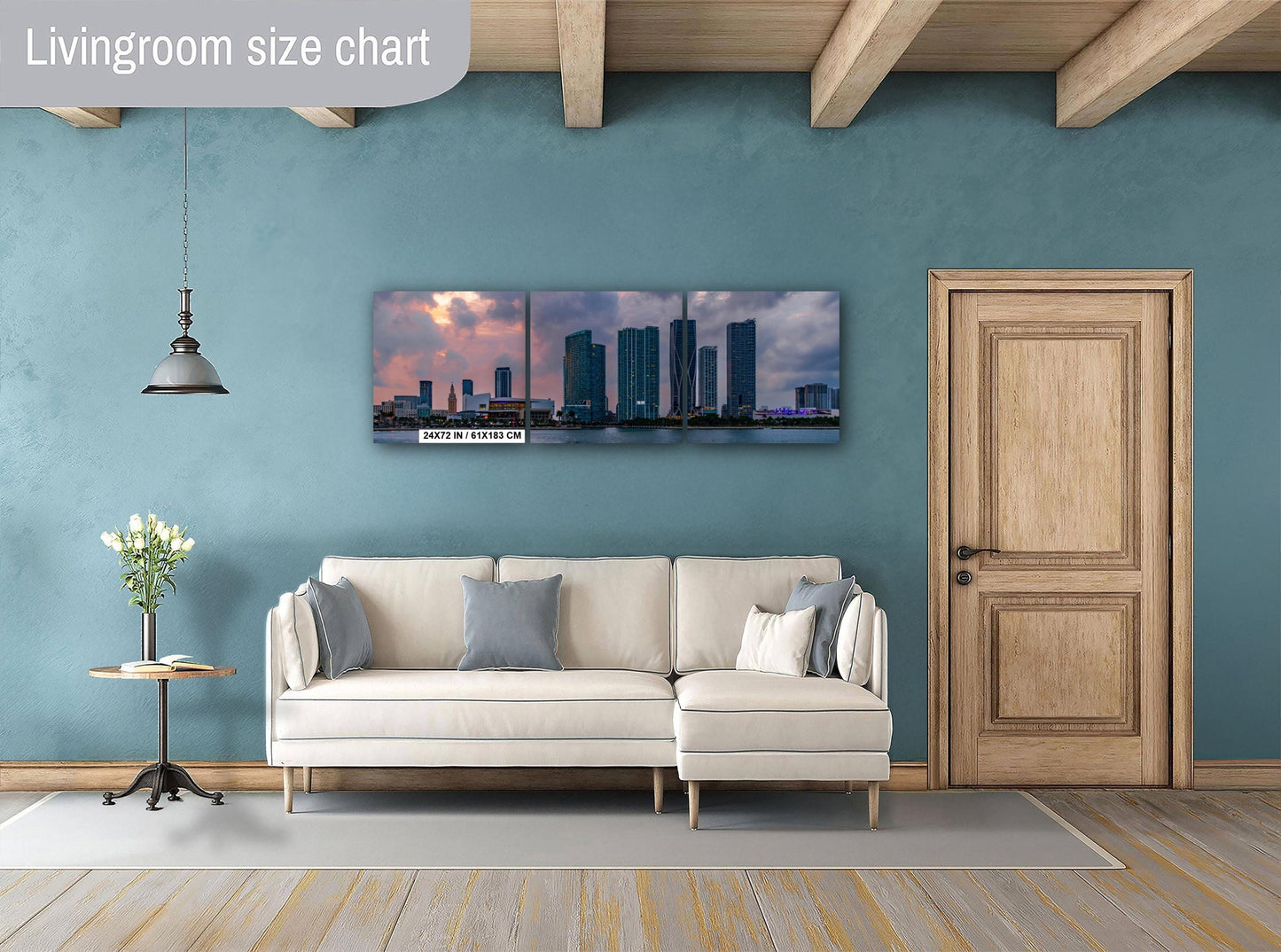 Miami Skyline Sunset Print: Biscayne Bay Urban Landscape Photography