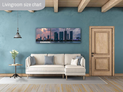 Miami Skyline Sunset Print: Biscayne Bay Urban Landscape Photography