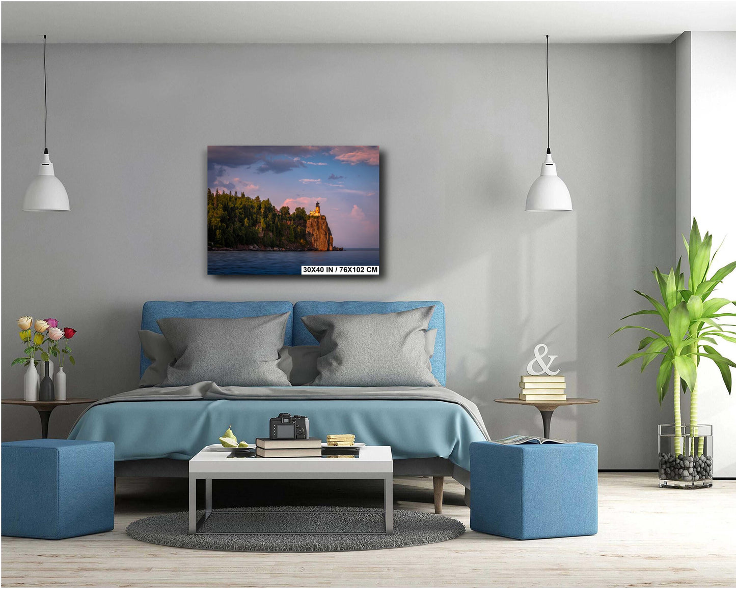 Split Rock Lighthouse at Sunset on Minnesota's North Shore Lake Superior Print Wall Art Nautical Photography Aluminum/Acrylic/Metal/Canvas