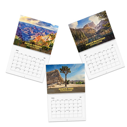 National Parks Calendar 2026 – Watercolor Landscape Art | Classic 8.5x11 Wall Calendar