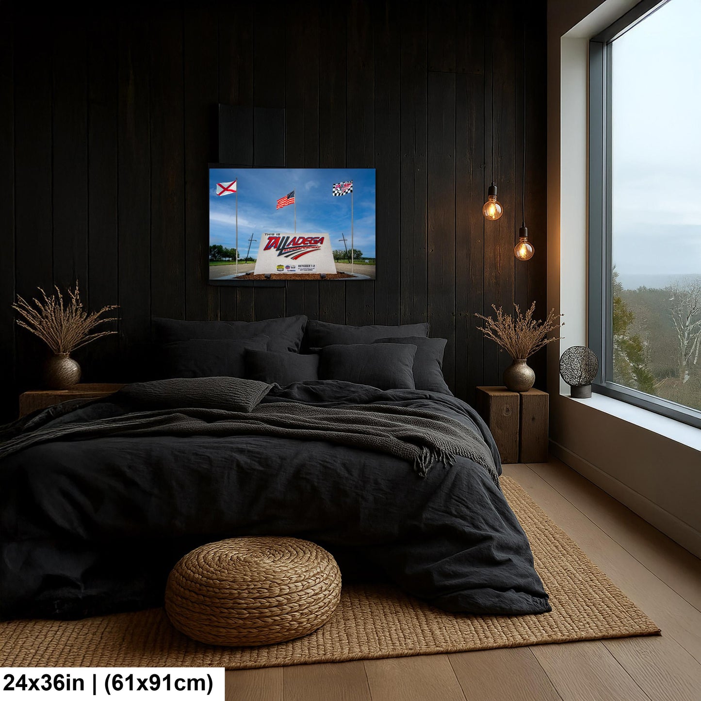 Talladega Superspeedway Sign with Flags, Talladega, Alabama, Photography Print Wall Art