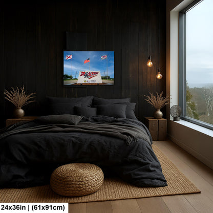 Talladega Superspeedway Sign with Flags, Talladega, Alabama, Photography Print Wall Art