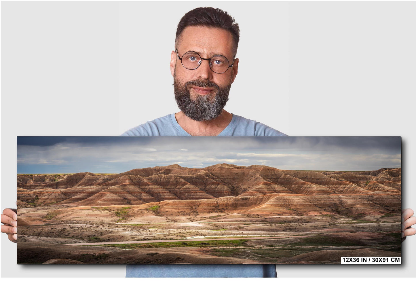 Badlands National Park SD Highway 240 Vista Layered Buttes South Dakota Photo Print, Desert Landscape Wall Art Decor, Acrylic Metal Canvas