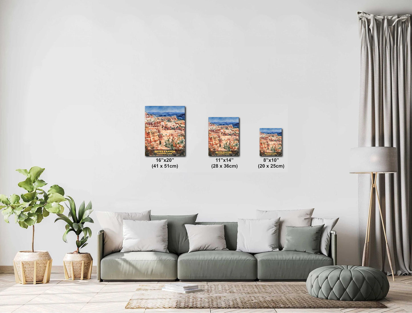 Bryce Canyon Poster - Watercolor Stylized Print | Utah Landscape Decor Metal Wall Art