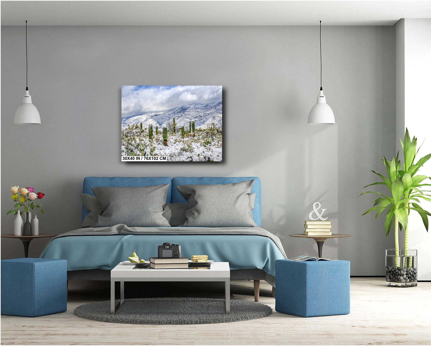 Saguaro Guardians of the Frosted Canyon: Saguaro National Park Print Wall Art Tucson Winter Snow Desert Aluminum/Acrylic/Metal/Canvas