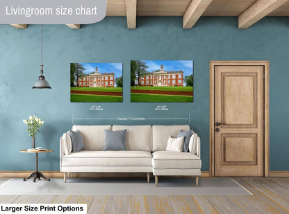 Silsby Hall, Talladega College Alabama, Photography Print, Historic Red Brick Academic Architecture, Classical Columns Campus Wall Art Décor