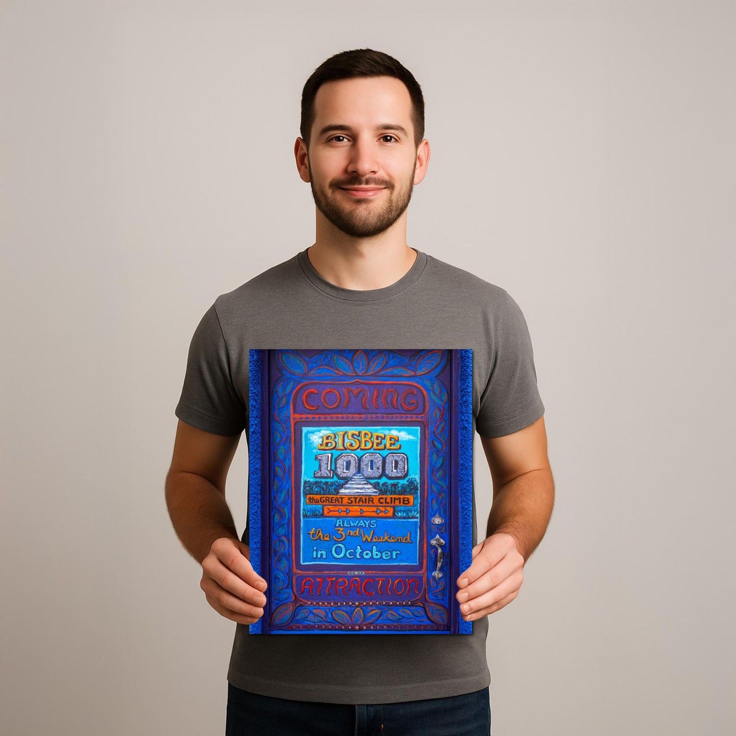 Bisbee Arizona 1000 Mural Door Photography Print, Great Stair Climb Wall Art