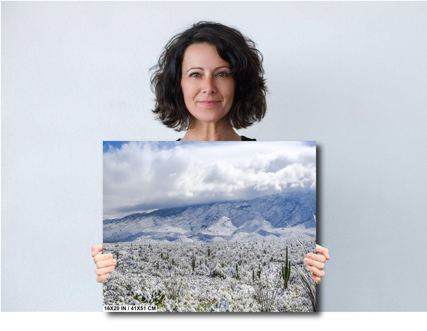 Winter’s Touch on the Desert Landscape: Saguaro National Park Print Wall Art Tucson Winter Snow Photography Aluminum/Acrylic/Metal/Canvas