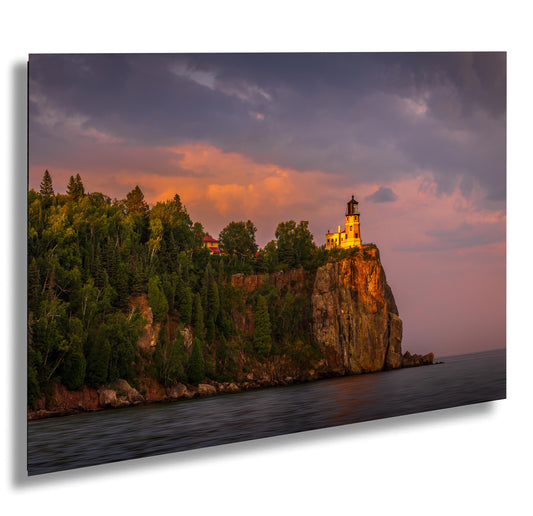 Split Rock Lighthouse at Sunset, Minnesota North Shore Print Wall Art Photography Aluminum/Acrylic/Metal/Canvas