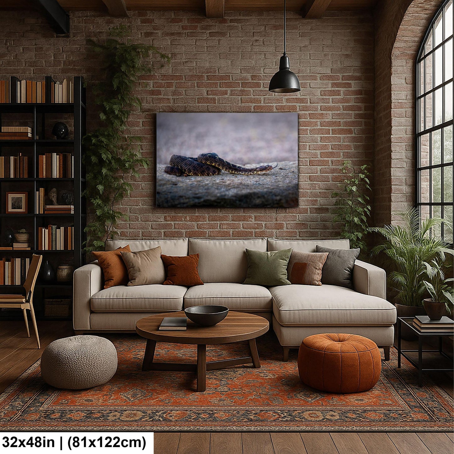 Black Rattlesnake Print - Arizona Desert Wildlife Art | Fine Canvas Wall Decor