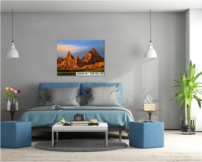 Badlands National Park Spire Peaks Golden Hour South Dakota Photography Print, Wall Art Desert Landscape Decor