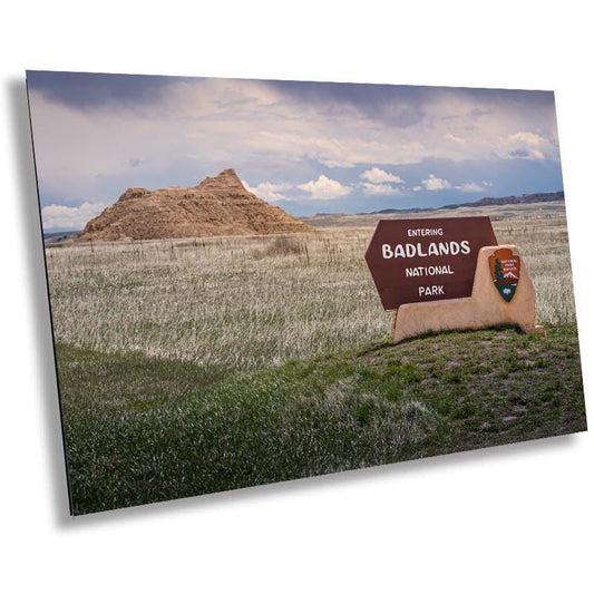 Welcome to Badlands National Park: Entrance Sign Wall Art Print South Dakota Wildlife Photography Aluminum/Acrylic/Metal/Canvas