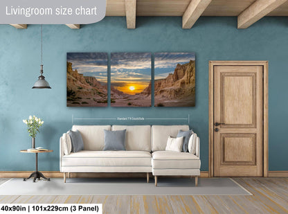 Badlands National Park Golden Sunset, Photography Print, Cliffs and Canyon View, South Dakota Landscape Décor