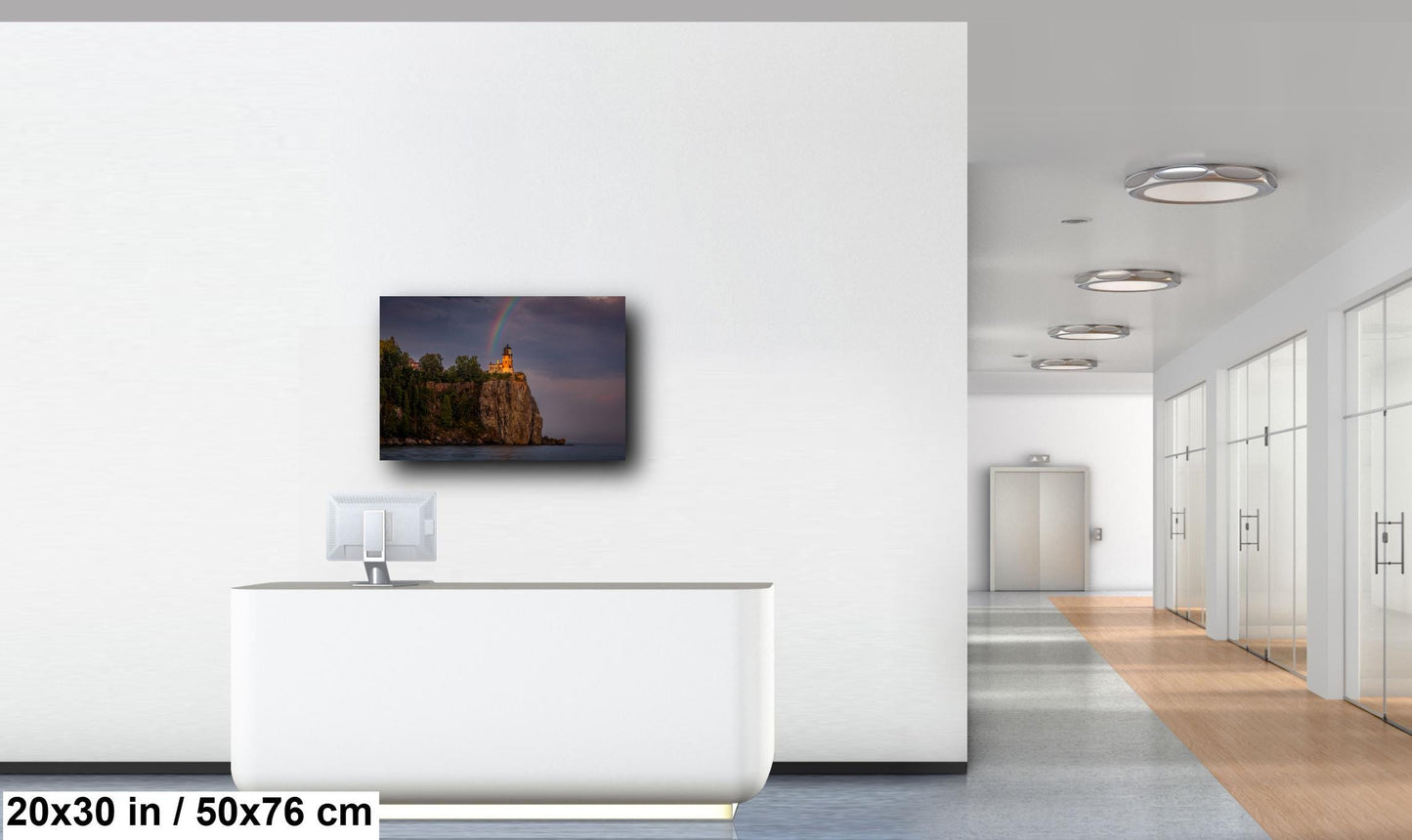 Rainbow over Split Rock Lighthouse Minnesota North Shore Lake Superior Print Wall Art on Aluminum, Acrylic, Metal, Canvas Travel Gift Decor