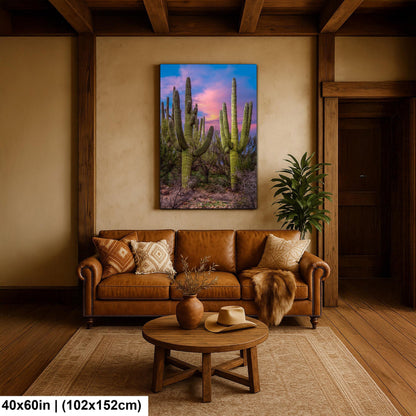 Towering Saguaros at Sunset, Catalina State Park Arizona Photography Print, Desert Landscape Wall Art