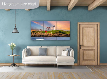 Beacon of Beauty: Nubble Lighthouse Wall Art Print Cape Neddick Light Canvas/Metal/Aluminum/Acrylic Nautical Photography Home Decor