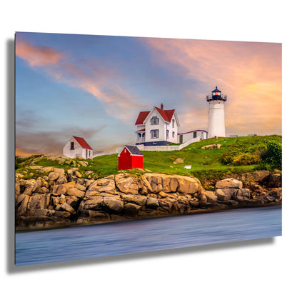 Beacon of Beauty: Nubble Lighthouse Wall Art Print Cape Neddick Light Canvas/Metal/Aluminum/Acrylic Nautical Photography Home Decor