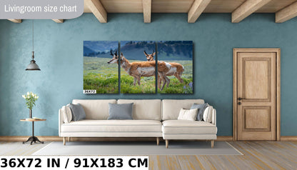 Pronghorn Pair: Twin Pronghorn in Yellowstone Wall Art National Park Metal Aluminum Print Wildlife Photography