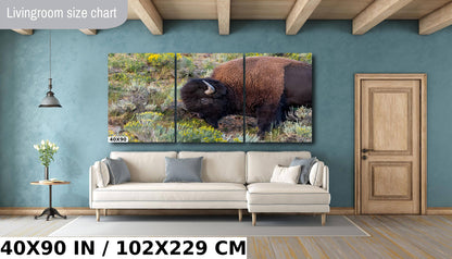 Bison Side Eye Glance: Yellowstone American Buffalo Side Angle Photography Wall Art Metal Aluminum Print Wyoming Wildlife