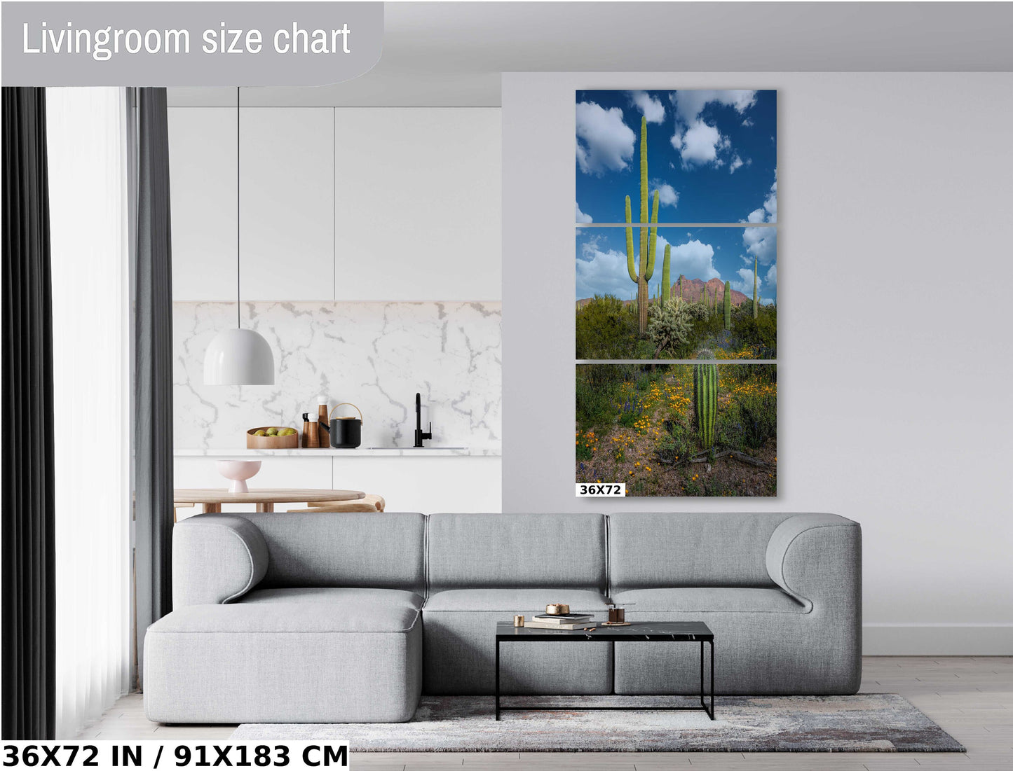 Reach for the Sky: Saguaro Cacti and Wildflowers in Organ Pipe Cactus National Monument Wall Art Metal Canvas Print Arizona Desert Portrait