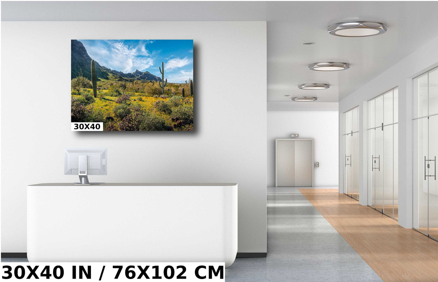 Pretty Picacho Peak: Saguaro Cacti and Wildflowers Amidst Picacho Peak Arizona State Park Wall Art Metal Acrylic Print