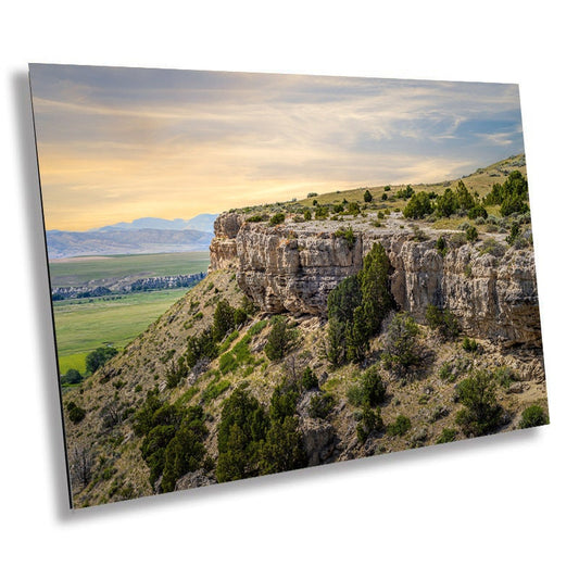 Leapin’ Buffalo Ledge: Madison Buffalo Jump Bozeman Montana State Park Wall Art Metal Canvas Print Madison River Valley Landscape