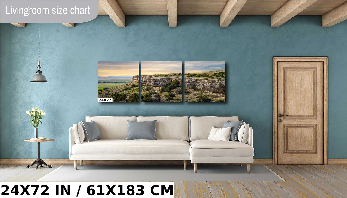 Leapin’ Buffalo Ledge: Madison Buffalo Jump Bozeman Montana State Park Wall Art Metal Canvas Print Madison River Valley Landscape