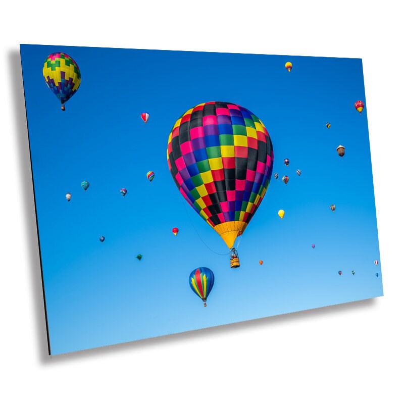 Fiesta in Flight: Hot Air Balloons Dance Above Albuquerque Balloon Festival New Mexico Wall Art Colorful Metal Aluminum Print