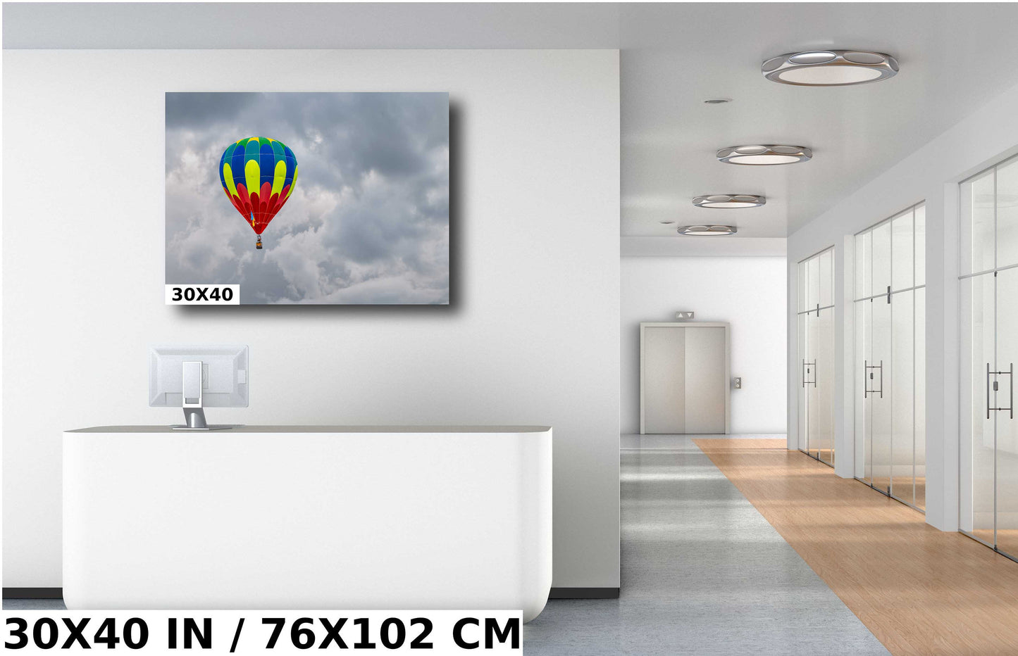 Vivid Balloon Against Dark Sky: A Colorful Hot Air Balloon Amidst Gray Clouds Wall Art Albuquerque Balloon Festival Metal Canvas Print