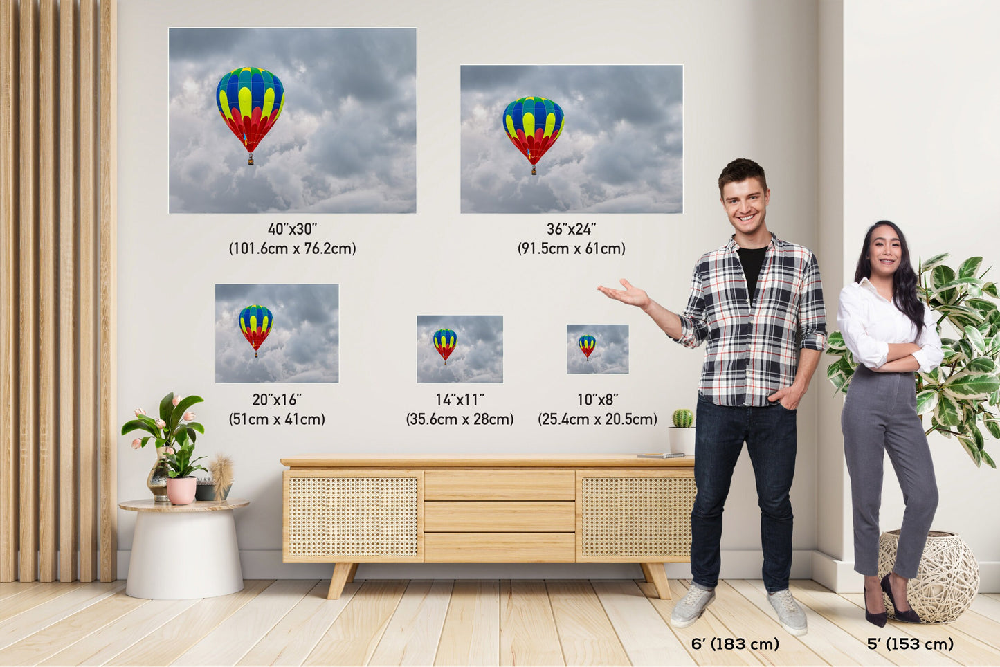 Vivid Balloon Against Dark Sky: A Colorful Hot Air Balloon Amidst Gray Clouds Wall Art Albuquerque Balloon Festival Metal Canvas Print