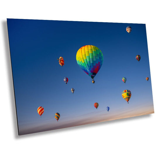 Aerial Ballet: Hot Air Balloons Grace the Skyline of Albuquerque Wall Art Balloon Fiesta Metal Canvas Print New Mexico Landscape